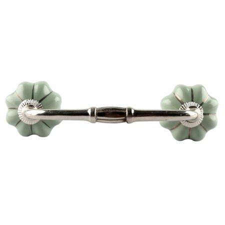 Sage Green With Silver Line Medium Ceramic Bridge Handle